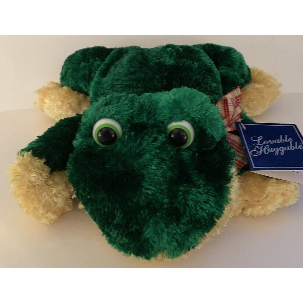 Dan Dee Collector's Choice Green  Frog Plush with Plaid Bow w TAGS Soft HTF  15"